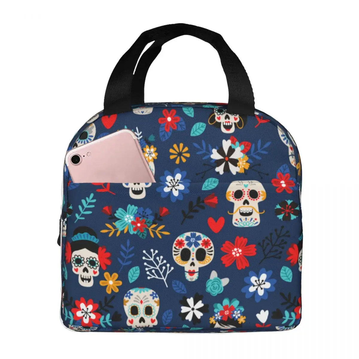 Day Of The Dead Sugar Skulls Lunch Bags Portable Insulated Cooler Bags Thermal Food Picnic Travel Lunch Box for Women Children
Day Of The Dead Sugar Skulls Lunch Bags Portable Insulated Cooler Bags Thermal Food Picnic Travel Lunch Box for Women Children