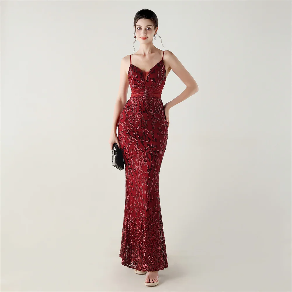 Evening Dresses 2026 New Arrive Glitter Sequin Mermaid Prom Gown V neck Beaded Hollow out Waist Woman Elegant Formal Dress
Evening Dresses 2026 New Arrive Glitter Sequin Mermaid Prom Gown V neck Beaded Hollow out Waist Woman Elegant Formal Dress