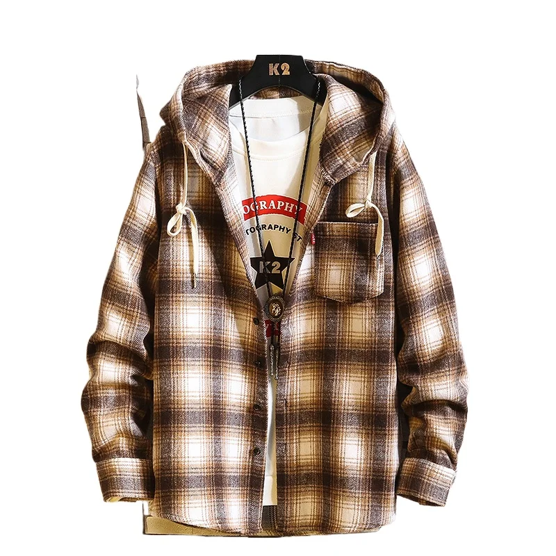 Spring and Autumn Hooded Men's Fashion Trend Shirt Long Sleeve Autumn Casual Plaid Shirt Jacket
Spring and Autumn Hooded Men's Fashion Trend Shirt Long Sleeve Autumn Casual Plaid Shirt Jacket