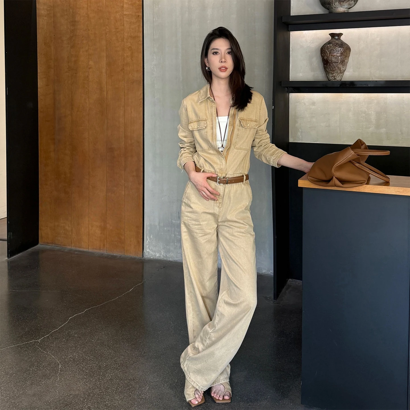 Retro Waed Denim One-Piece Pants Workwear Sle Women's Autumn New Faion Long Pants Middle Waist Cotton Fabric
Retro Waed Denim One-Piece Pants Workwear Sle Women's Autumn New Faion Long Pants Middle Waist Cotton Fabric