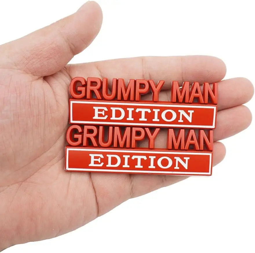 2pcs Metal Grumpy Man Edition Door Tailgate Bumper Emblem Bsdge Decals for Universal Vehicle,Car,Truck,SUV Decor(Red White)
2pcs Metal Grumpy Man Edition Door Tailgate Bumper Emblem Bsdge Decals for Universal Vehicle,Car,Truck,SUV Decor(Red White)