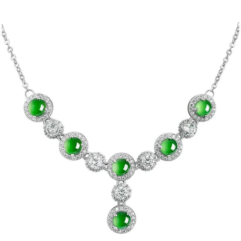 Зеленый Мьянманский жадеит, ожерелье, кулон, камень, модные аксессуары, бирманский нефрит, натуральный драгоценный камень, талисманы, очаровательное серебро 925 пробы 
Зеленый Мьянманский жадеит, ожерелье, кулон, камень, модные аксессуары, бирманский нефрит, натуральный драгоценный камень, талисманы, очаровательное серебро 925 пробы