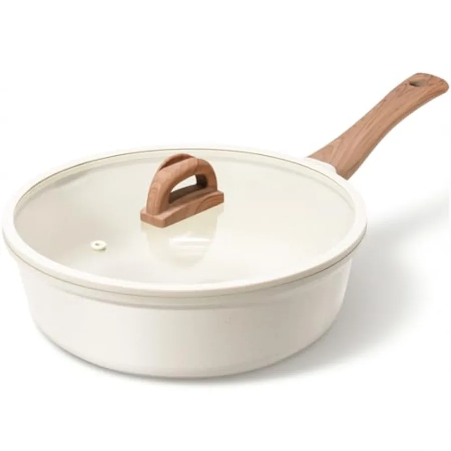 Ceramic Nonstick Frying Pan with Lid, Sauté Pan Large Capacity Skillet, Non Stick Deep Frying Pan Induction Compatible White Gr
Ceramic Nonstick Frying Pan with Lid, Sauté Pan Large Capacity Skillet, Non Stick Deep Frying Pan Induction Compatible White Gr