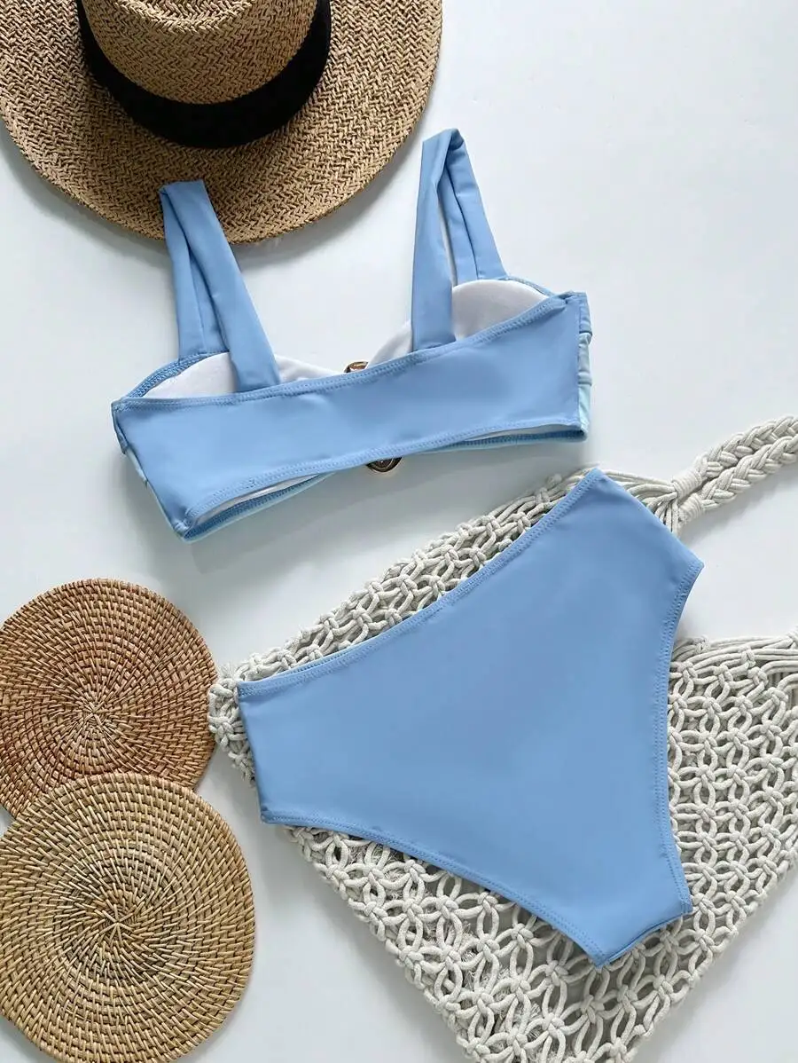 Swim Vcay Blue Patchwork Color Block Bikini Swimsuit Set,High Waist Triangle Bottoms&Thick Strap Top,Bodycon Alluring Summer
Swim Vcay Blue Patchwork Color Block Bikini Swimsuit Set,High Waist Triangle Bottoms&Thick Strap Top,Bodycon Alluring Summer