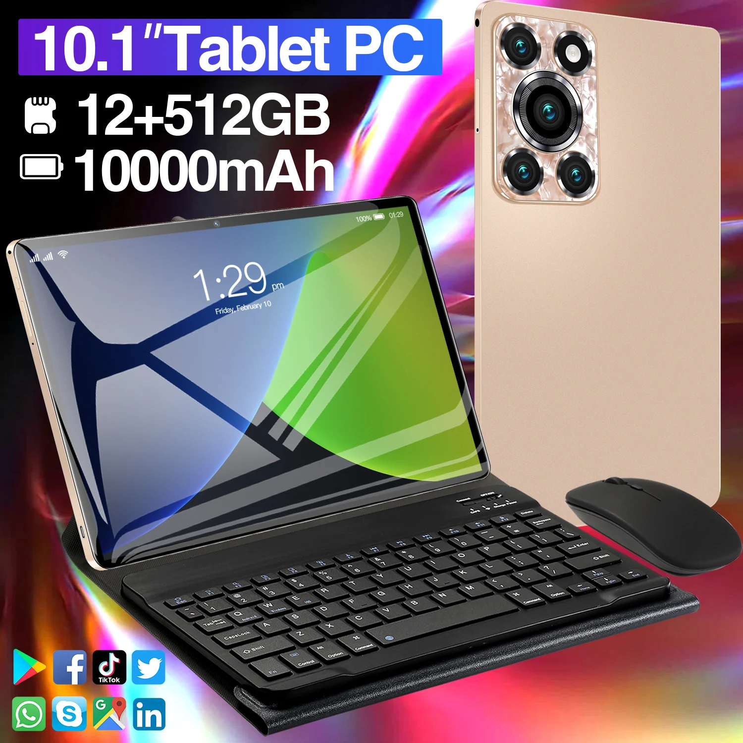 2025 Pad 12 pro XaioMj Tablet Android 14 10.1inch 16GB RAM+1T ROM Bluetooth 5G WIFI WPS Thin & Light Travel Office laptop
2025 Pad 12 pro XaioMj Tablet Android 14 10.1inch 16GB RAM+1T ROM Bluetooth 5G WIFI WPS Thin & Light Travel Office laptop