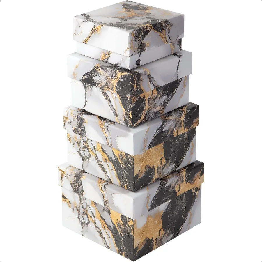 Square Gift Boxes with Lids 4pc Set Gold Marble Nesting Gift Boxes for Presents Birthday Wedding Bridesmaid Christmas
Square Gift Boxes with Lids 4pc Set Gold Marble Nesting Gift Boxes for Presents Birthday Wedding Bridesmaid Christmas