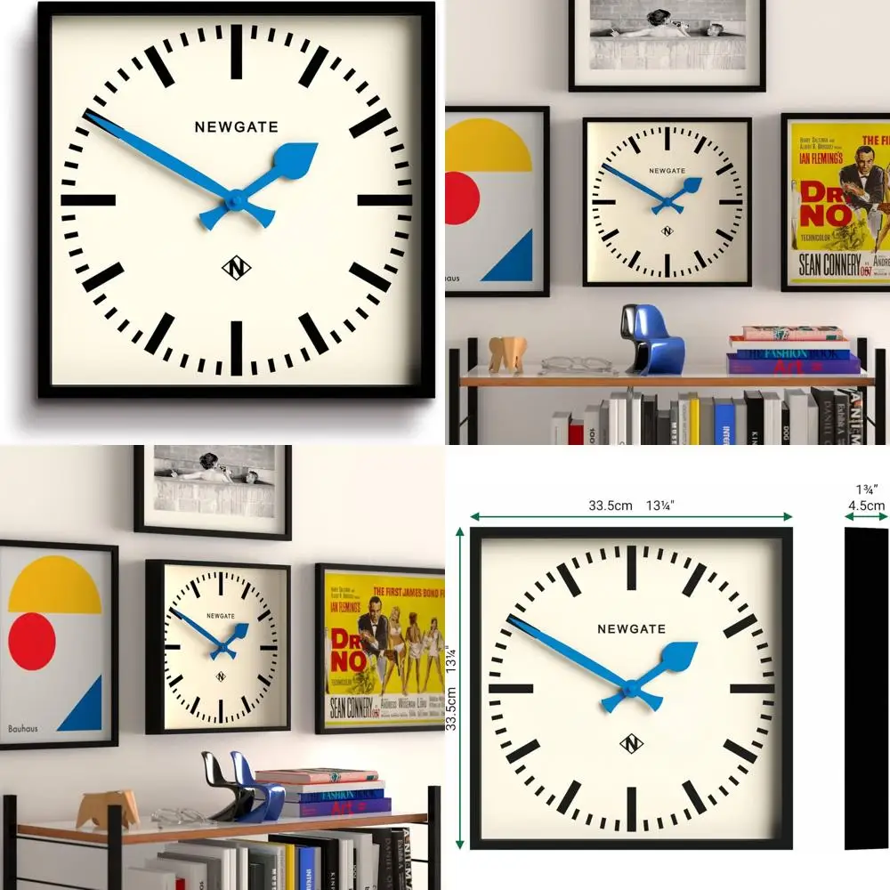 Mid Century Modern Square Wall Clock, 16 Retro Style, Black with Blue Hands
Mid Century Modern Square Wall Clock, 16 Retro Style, Black with Blue Hands