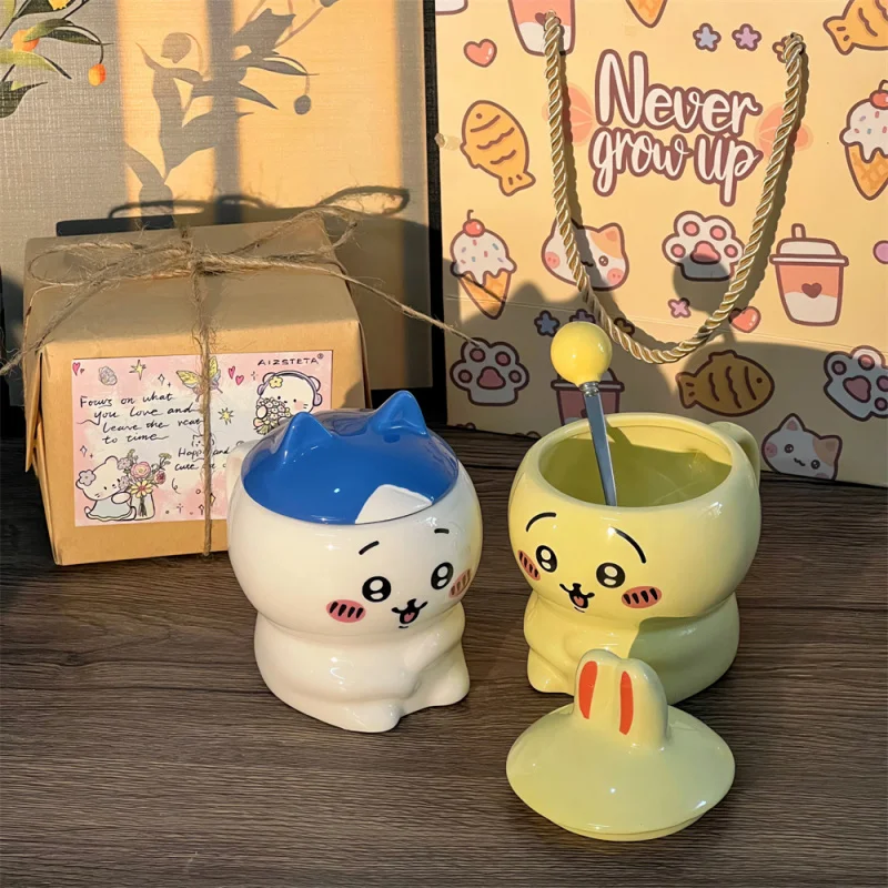 Милая керамическая кружка Chiikawa с крышкой и ложкой, кофейная чашка с персонажем мультфильма для дома и офиса
Милая керамическая кружка Chiikawa с крышкой и ложкой, кофейная чашка с персонажем мультфильма для дома и офиса