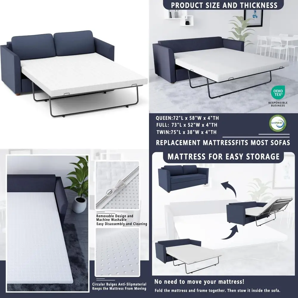 Full Size 4 Inch Memory Foam Mattress for Sleeper Sofas and Couch Beds - CertiPUR-US Certified, Washable Cover
Full Size 4 Inch Memory Foam Mattress for Sleeper Sofas and Couch Beds - CertiPUR-US Certified, Washable Cover