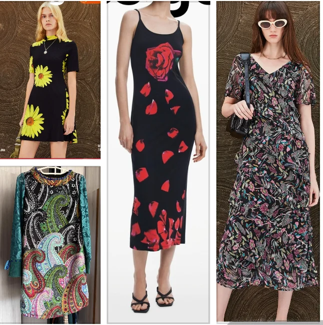 New Spanish printed round-neck rose print slimming and form-fitting dress for export original order
New Spanish printed round-neck rose print slimming and form-fitting dress for export original order