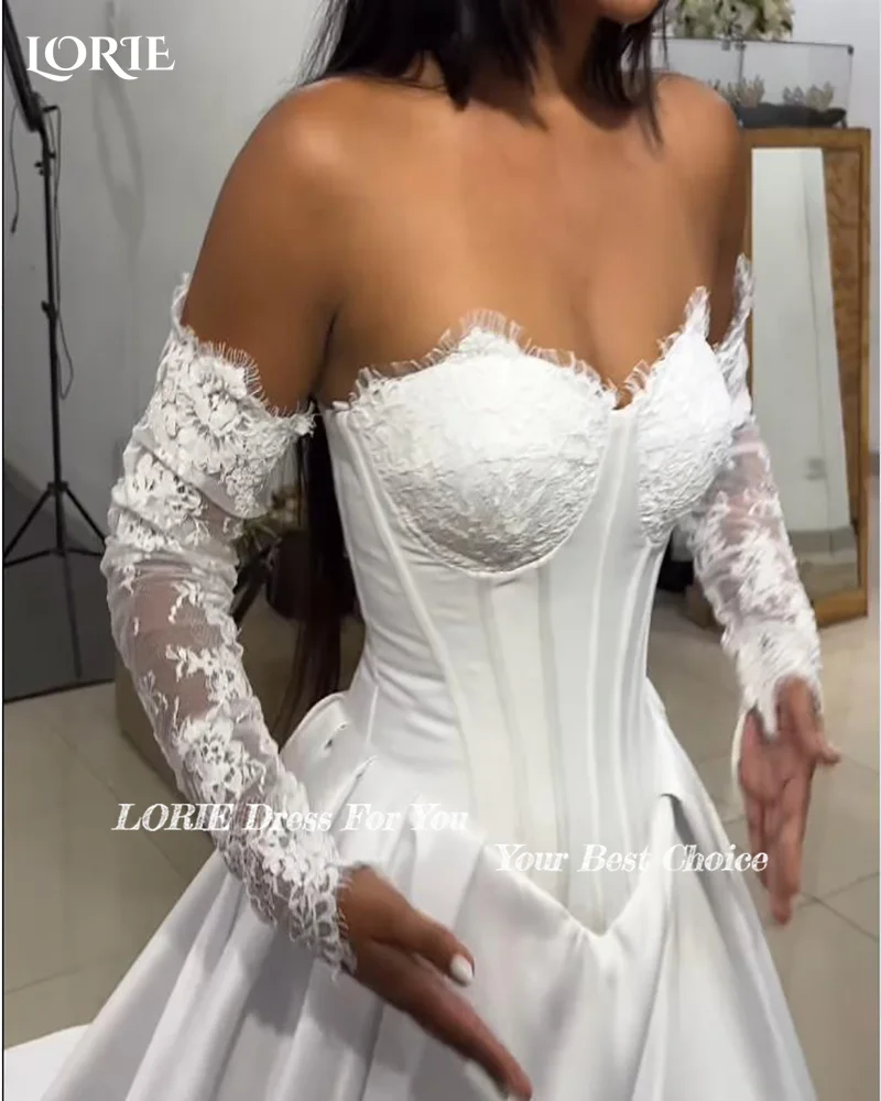 LORIE Lace Vintage Wedding Dresses Applique Sweetheart Pleat Backless Mermaid Bridal Gown Customized Party Dresses No GLOVES
LORIE Lace Vintage Wedding Dresses Applique Sweetheart Pleat Backless Mermaid Bridal Gown Customized Party Dresses No GLOVES