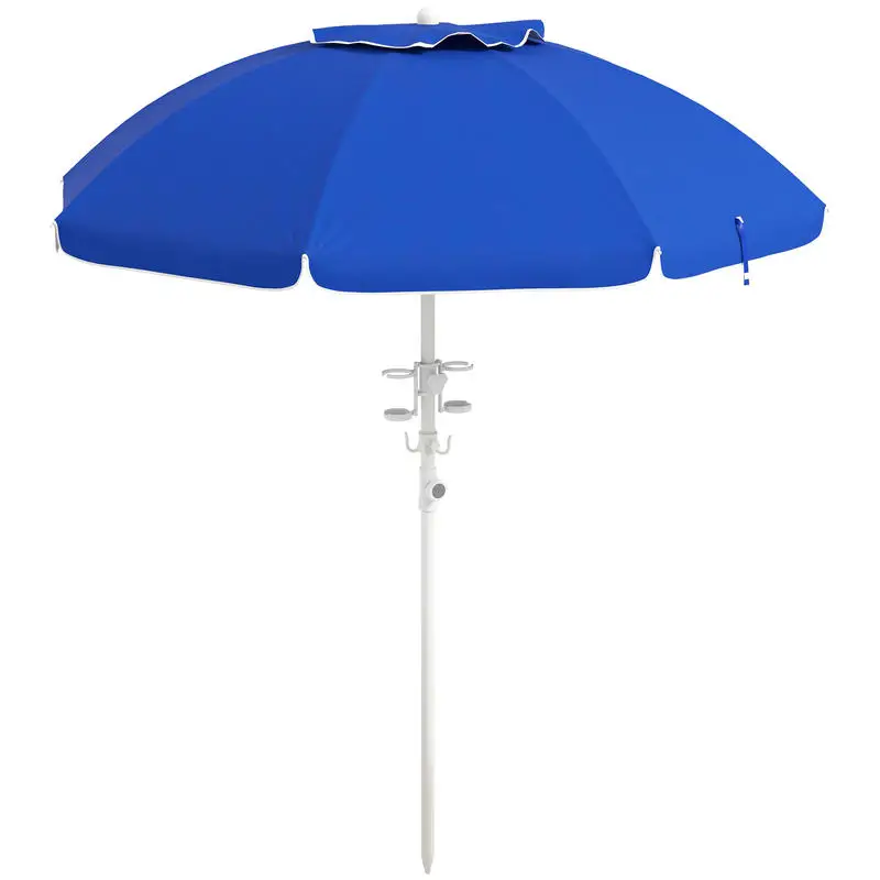 Outsunny 5.7' Beach Umbrella for Travel with Tilt, Adjustable Height, 2 Cup Holders, Hooks, Vent, Ruffles, Sapphire Blue
Outsunny 5.7' Beach Umbrella for Travel with Tilt, Adjustable Height, 2 Cup Holders, Hooks, Vent, Ruffles, Sapphire Blue