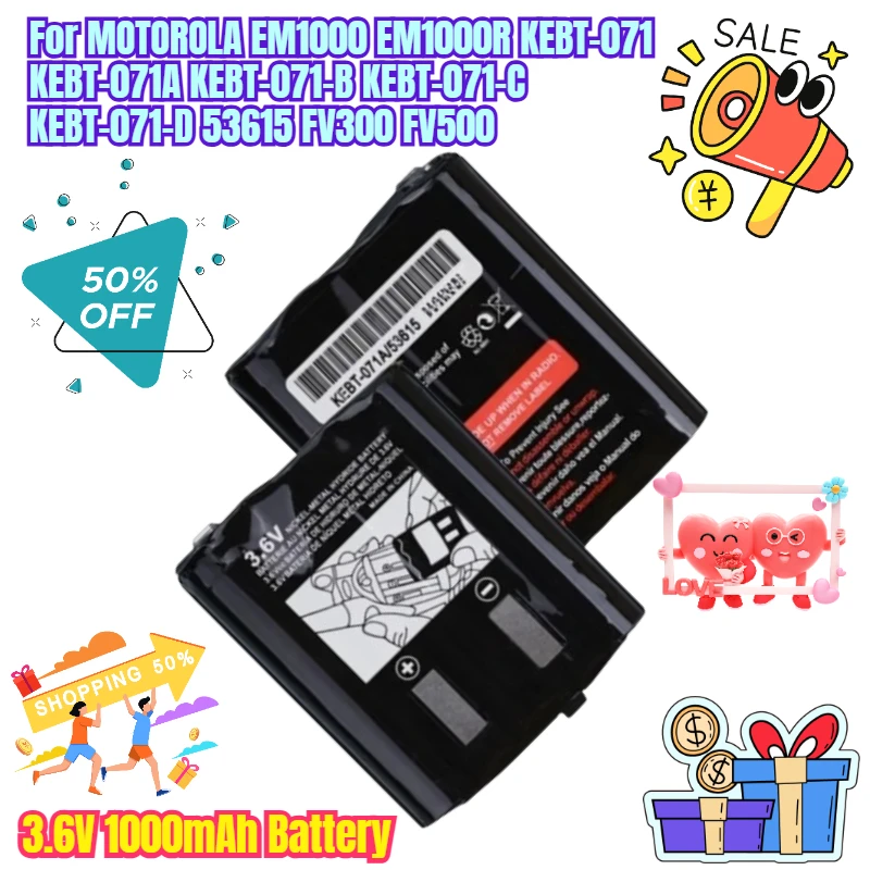 3.6V 1000mAh Battery for MOTOROLA EM1000 EM1000R KEBT-071 KEBT-071A KEBT-071-B KEBT-071-C KEBT-071-D 53615 FV300 FV500
3.6V 1000mAh Battery for MOTOROLA EM1000 EM1000R KEBT-071 KEBT-071A KEBT-071-B KEBT-071-C KEBT-071-D 53615 FV300 FV500