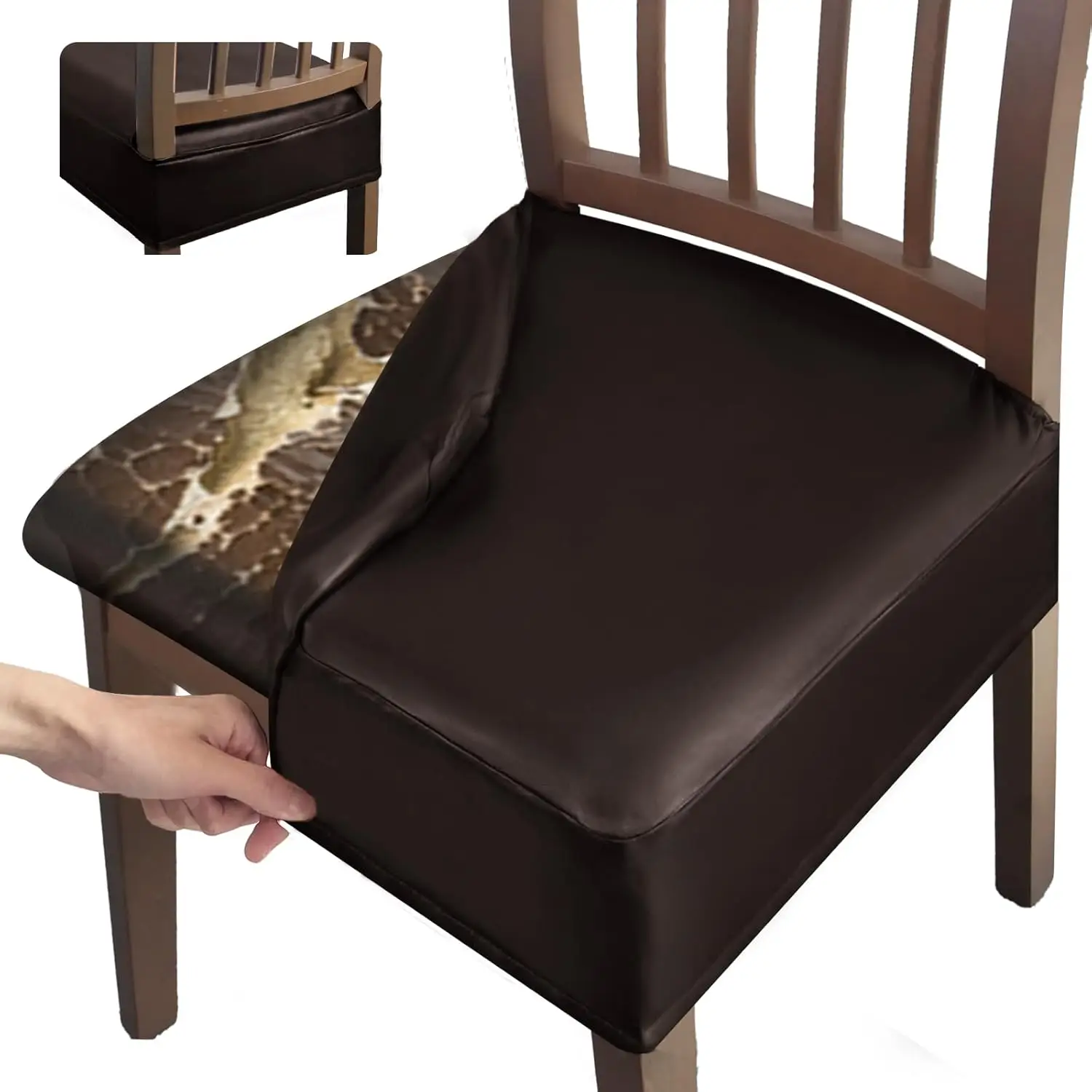 Leather Seat Covers Dining Chairs Waterproof Kitchen Chair Seat Covers Set Of 4, Wipeable 4-Sided Super Elastic Pu Chair Covers 
Leather Seat Covers Dining Chairs Waterproof Kitchen Chair Seat Covers Set Of 4, Wipeable 4-Sided Super Elastic Pu Chair Covers