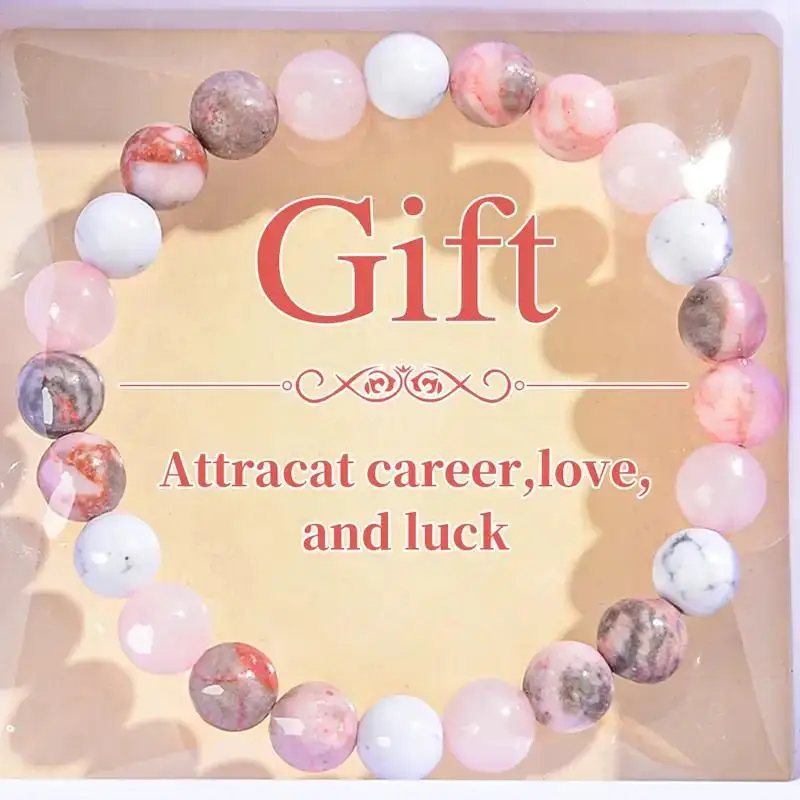 Chinese Style Lucky Natural Stone Beaded Bracelet Pink Zebra Agate Rose Quartz White Howlite Blessing Fortune Healing Bracelet
Chinese Style Lucky Natural Stone Beaded Bracelet Pink Zebra Agate Rose Quartz White Howlite Blessing Fortune Healing Bracelet