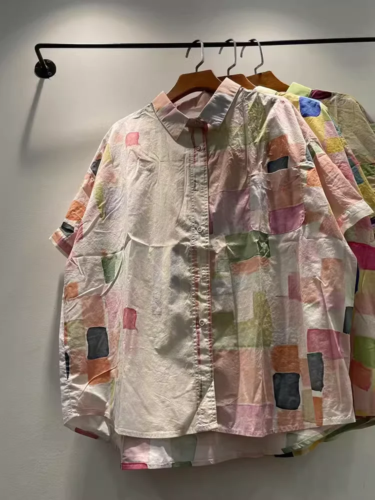 Oversize women's shirt Japan style harajuku fashion rainbow geometric cotton shirts and blouses for women big size tops
Oversize women's shirt Japan style harajuku fashion rainbow geometric cotton shirts and blouses for women big size tops