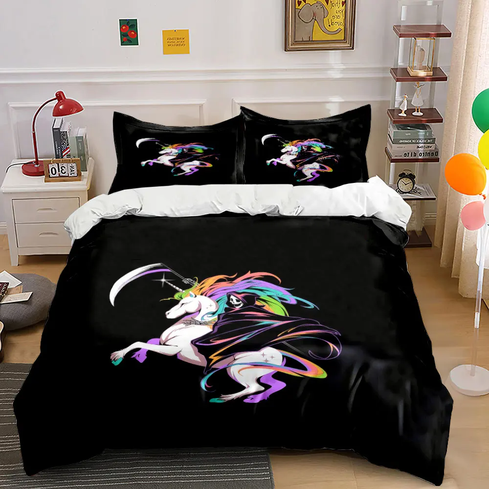 Rainbow Unicorn Grim Reaper Poster Set Bedding Set with 1 Duvet Cover 2 Pillowcases Single Double King Queen, Gift
Rainbow Unicorn Grim Reaper Poster Set Bedding Set with 1 Duvet Cover 2 Pillowcases Single Double King Queen, Gift
