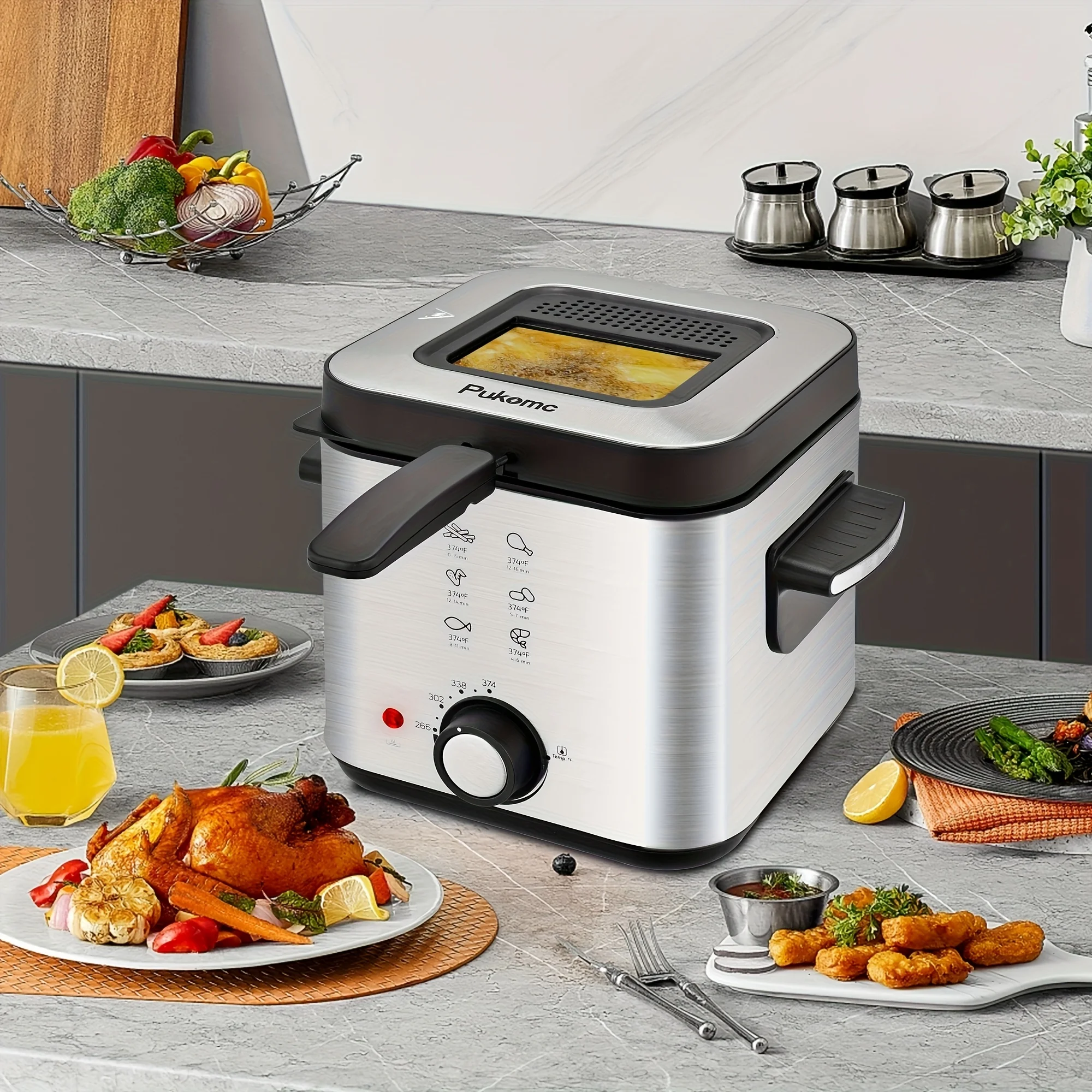 Susteas Household Deep Fryer, 1500W Powerful Heating, 50.72oz/84.54oz/101.44oz/1.32gal/1.59gal Non-stick Inner Pot, Adjustable Temperature Control, Convenient Frying Basket, Made of Stainless Steel, Essential for the Kitchen.
Susteas Household Deep Fryer, 1500W Powerful Heating, 50.72oz/84.54oz/101.44oz/1.32gal/1.59gal Non-stick Inner Pot, Adjustable Temperature Control, Convenient Frying Basket, Made of Stainless Steel, Essential for the Kitchen.