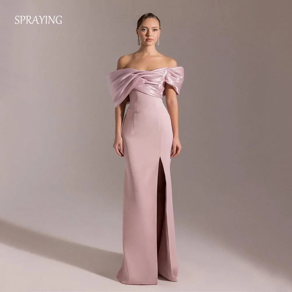 SPRAYING Elegant Satin Saudi Arabia Evening Dress Off Shoulder Party Dress Mermaid Long High Slit Formal Event Dress Customized
SPRAYING Elegant Satin Saudi Arabia Evening Dress Off Shoulder Party Dress Mermaid Long High Slit Formal Event Dress Customized
