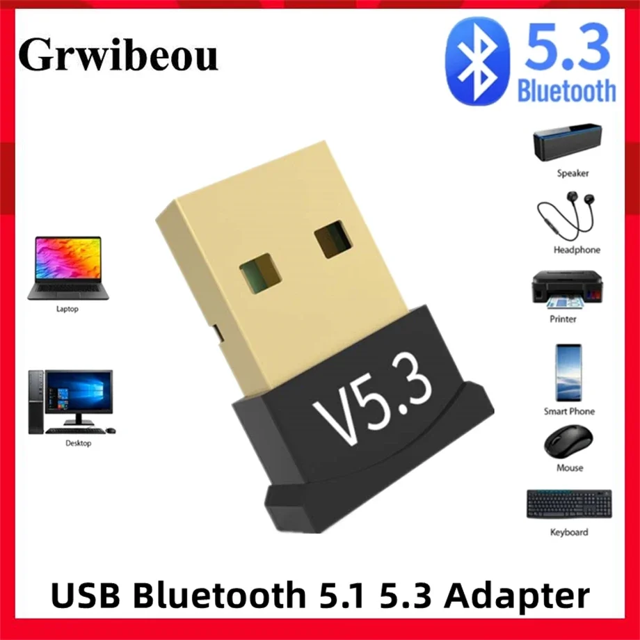 Bluetooth 5.3 Adapter for PC Laptop USB Bluetooth 5.1 Dongle Receiver for Speaker Mouse Keyboard Music Audio Transmitter Adapter
Bluetooth 5.3 Adapter for PC Laptop USB Bluetooth 5.1 Dongle Receiver for Speaker Mouse Keyboard Music Audio Transmitter Adapter