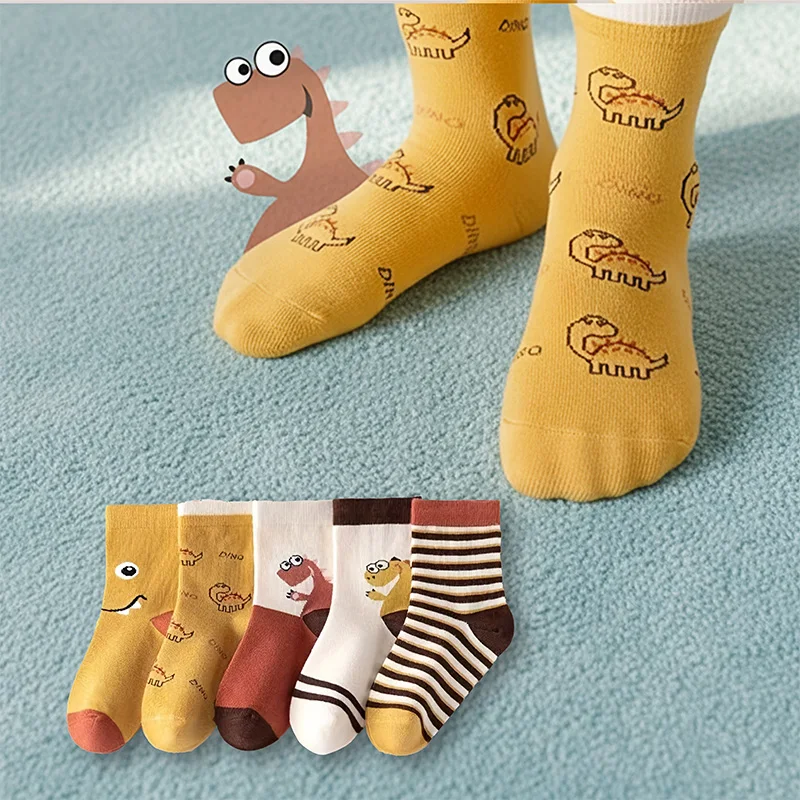 Dinosaur Children's Cotton Socks, 5-Pack, Crew Length, Comfortable, Cartoon Style, Suitable for Spring, Summer, and Autumn
Dinosaur Children's Cotton Socks, 5-Pack, Crew Length, Comfortable, Cartoon Style, Suitable for Spring, Summer, and Autumn