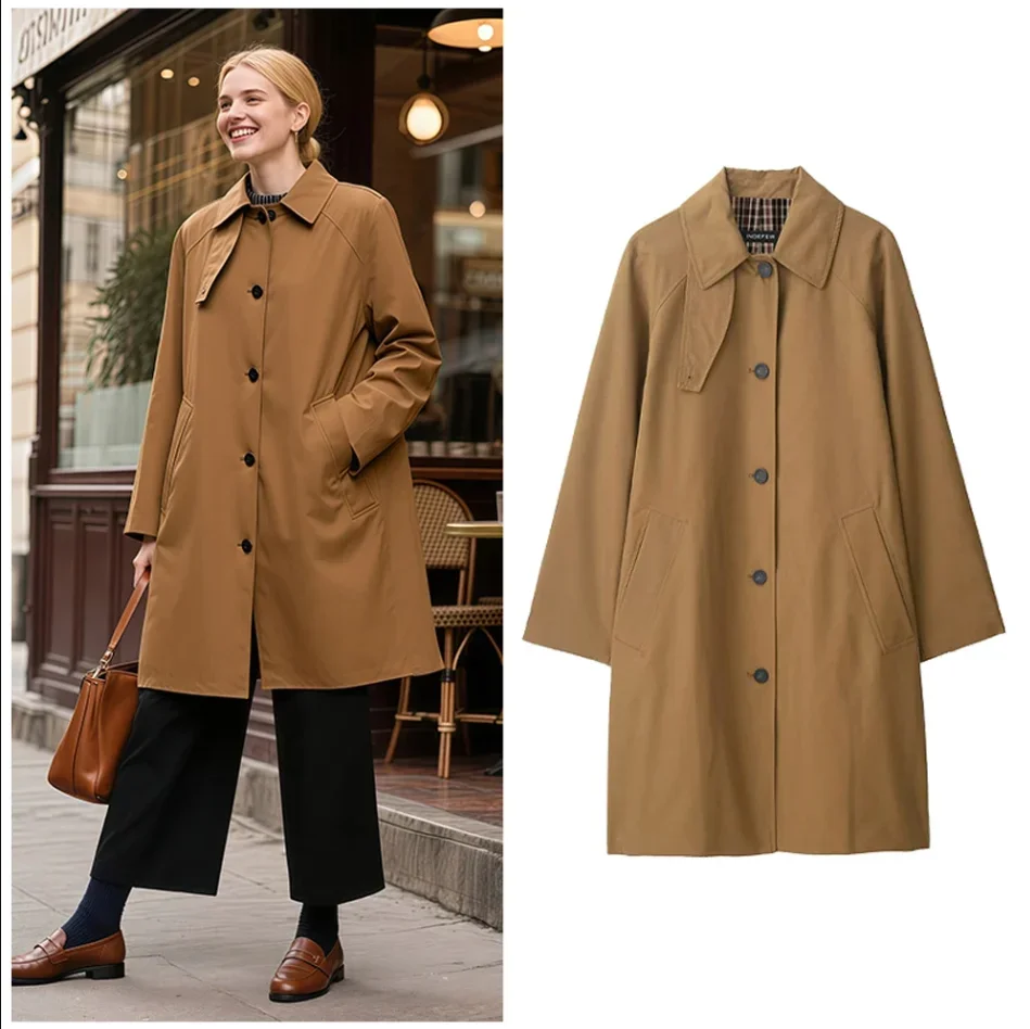 Женская ветровка средней длины, осенний новый плащ с воротником с лацканами, женские пальто, свободные куртки с длинными рукавами и длинными пуговицами
Женская ветровка средней длины, осенний новый плащ с воротником с лацканами, женские пальто, свободные куртки с длинными рукавами и длинными пуговицами