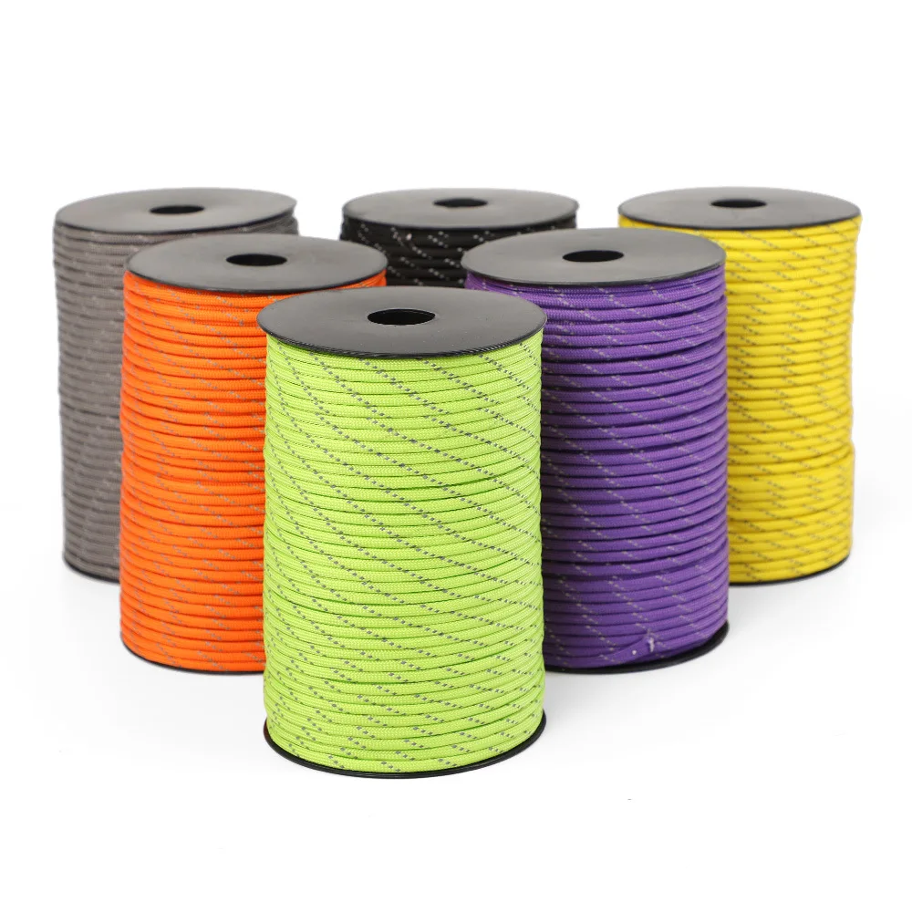 Reflective Paracord Rope 7 Strand 4mm 550 Tactical Parachute Cord Camping Tent Lanyard DIY Bracelet Weaving Rope
Reflective Paracord Rope 7 Strand 4mm 550 Tactical Parachute Cord Camping Tent Lanyard DIY Bracelet Weaving Rope