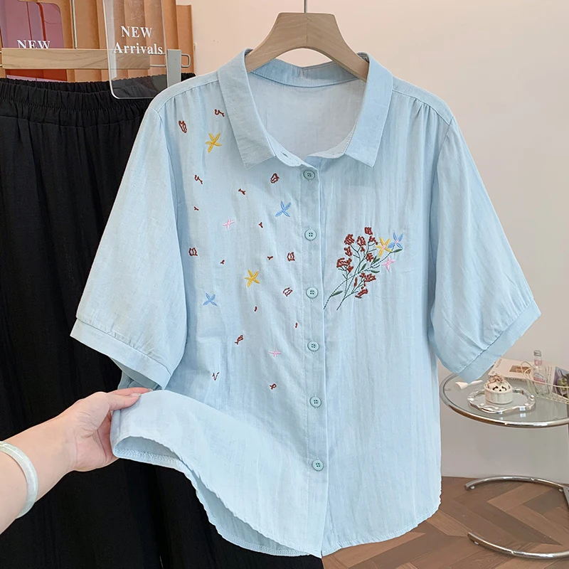 Loose Fit Embroidered Short Sleeve Shirt Women's Casual Style Breathable Comfortable Summer New Arrival Outerwear Coat
Loose Fit Embroidered Short Sleeve Shirt Women's Casual Style Breathable Comfortable Summer New Arrival Outerwear Coat
