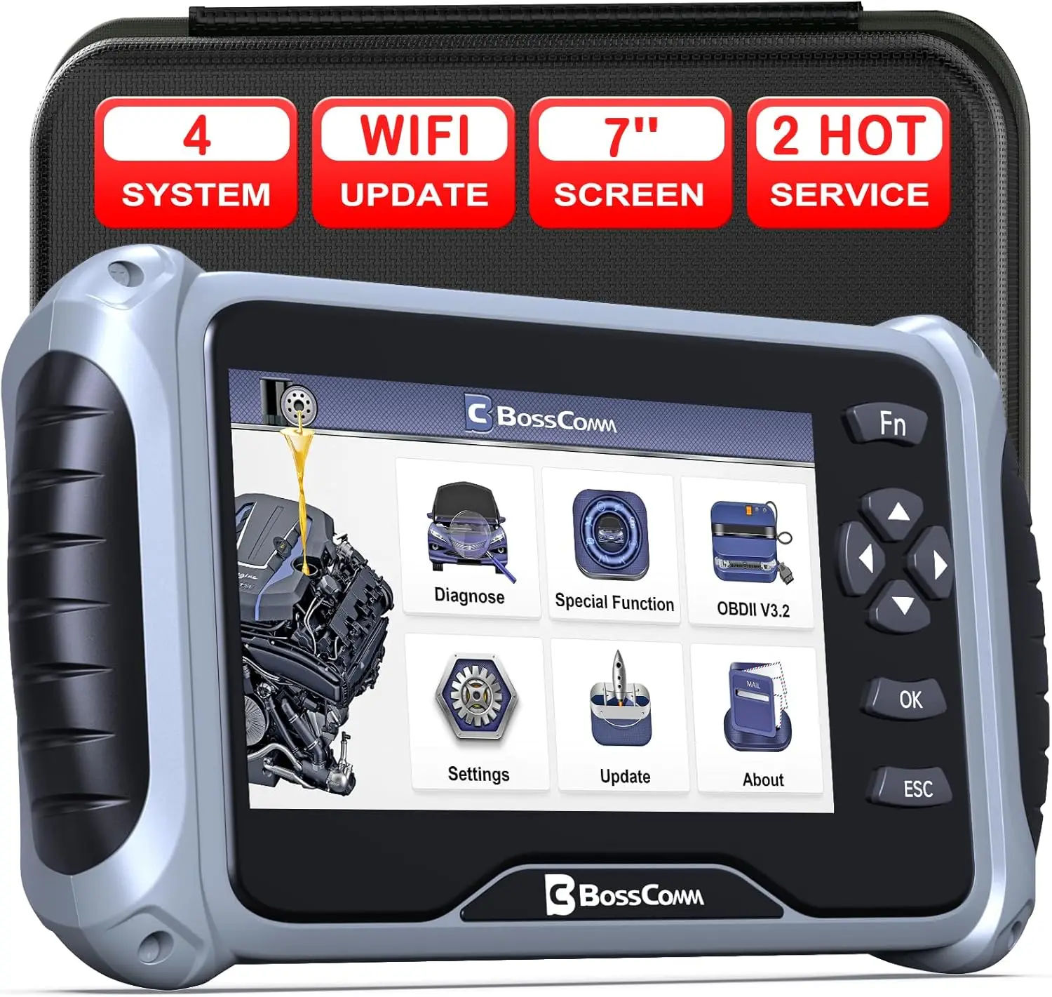 IF740 Code Reader OBD2 Scanner, ABS-SRS-Transmission-Check Engine Car Diagnostics Scan Tool with Oil Light Reset-Throttle Relear
IF740 Code Reader OBD2 Scanner, ABS-SRS-Transmission-Check Engine Car Diagnostics Scan Tool with Oil Light Reset-Throttle Relear