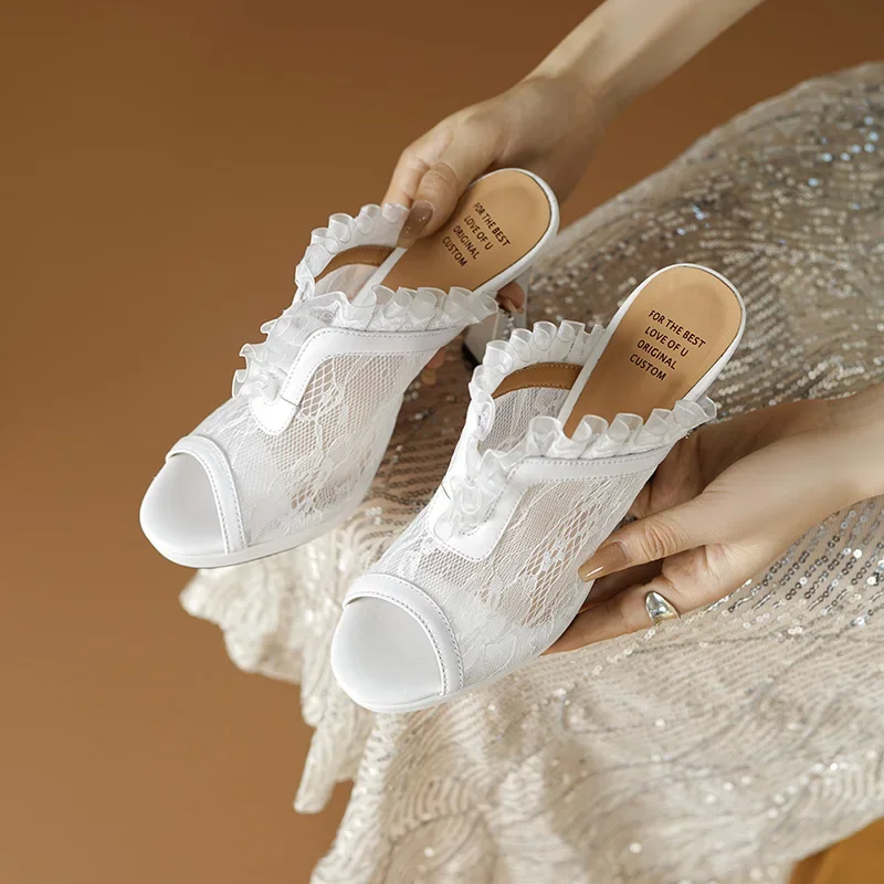 2024 Summer new Women's Sandals natural leather 22-24.5cm cowhide +mesh lace mules high heel platform women Shoes fashion
2024 Summer new Women's Sandals natural leather 22-24.5cm cowhide +mesh lace mules high heel platform women Shoes fashion