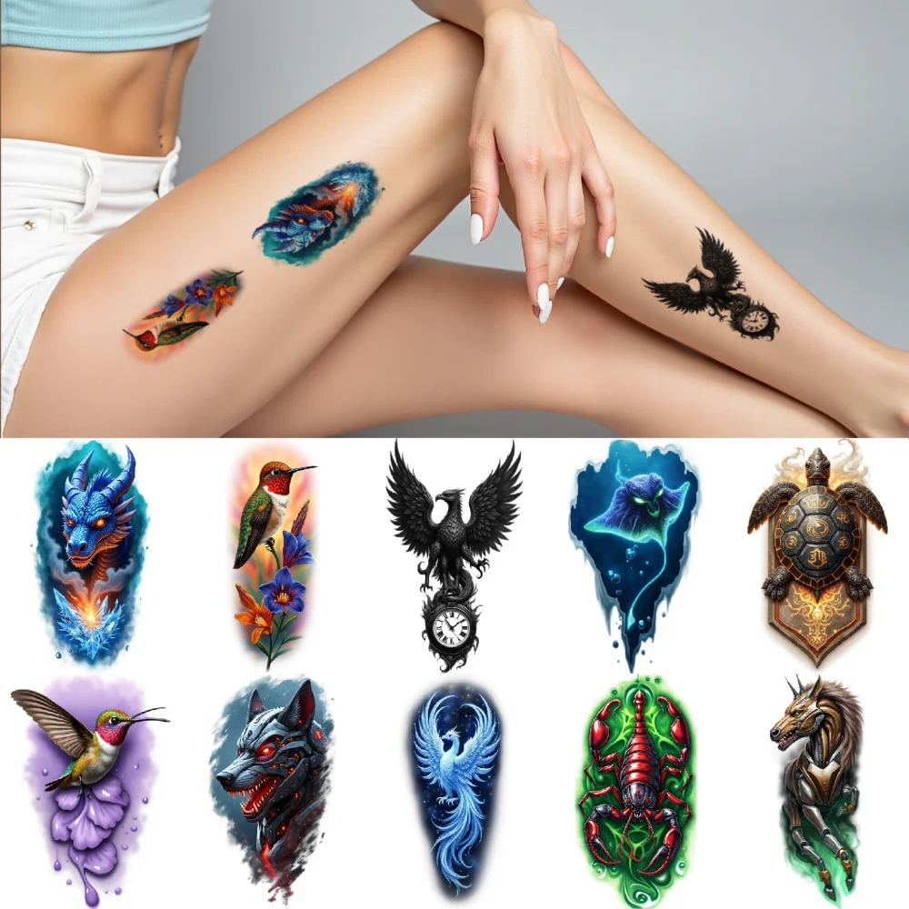 9pcs Temporary Tattoo Unicorn Colorful Realism Crocodile Eagle Waterproof Long-lasting Body Stickers Leopard For Back Women
9pcs Temporary Tattoo Unicorn Colorful Realism Crocodile Eagle Waterproof Long-lasting Body Stickers Leopard For Back Women