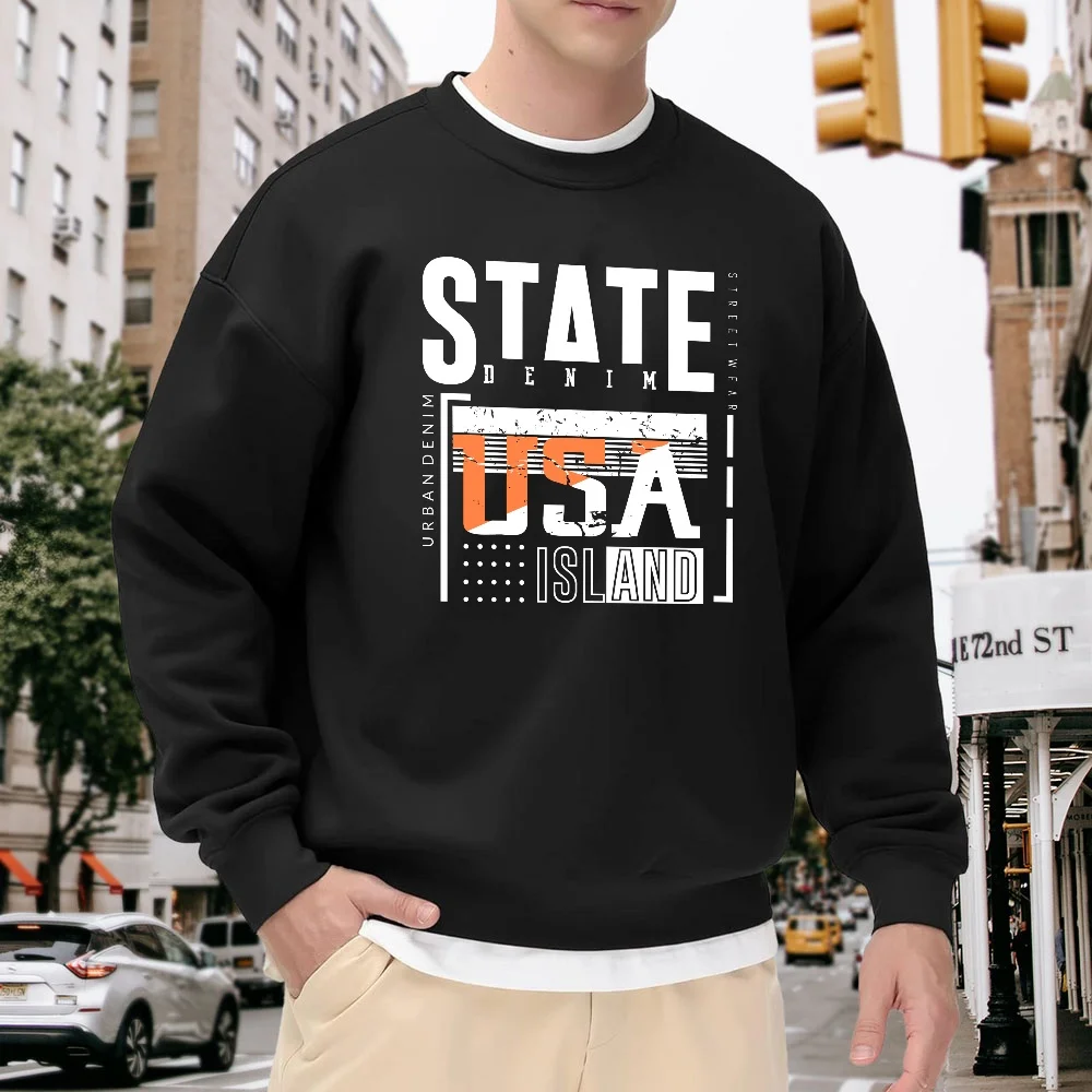 Men's Black Crew Neck Pullover Sweatshirt with Letter Print, Loose Fit, Street Fashion Casual Top, Versatile and Comfortable for Everyday Wear
Men's Black Crew Neck Pullover Sweatshirt with Letter Print, Loose Fit, Street Fashion Casual Top, Versatile and Comfortable for Everyday Wear