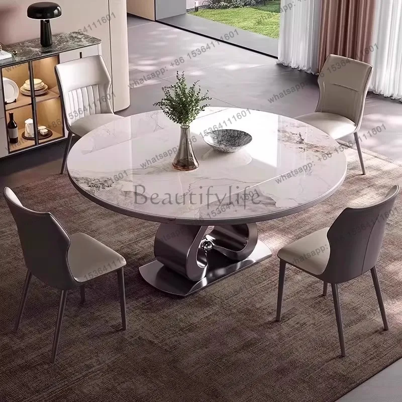PJ round dining table rock slab telescopic folding square and round dual-purpose dining table
PJ round dining table rock slab telescopic folding square and round dual-purpose dining table