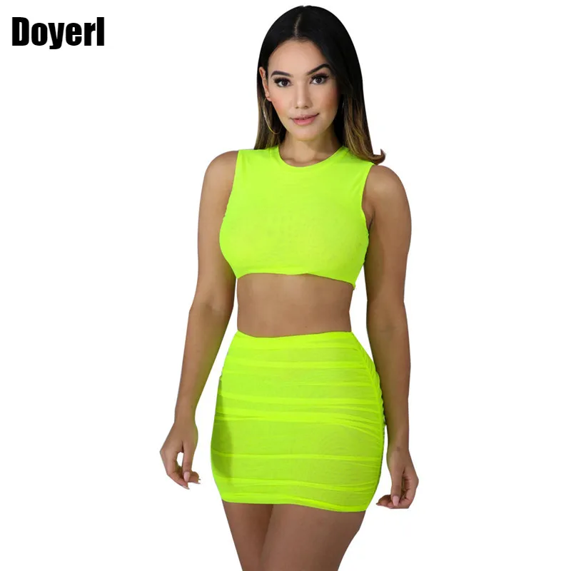 Sexy 2 Piece Women Set Summer Clothes for Women Neon Green Crop Top Skirt Suit Set Club Festival Two Piece Outfits Matching Sets
Sexy 2 Piece Women Set Summer Clothes for Women Neon Green Crop Top Skirt Suit Set Club Festival Two Piece Outfits Matching Sets
