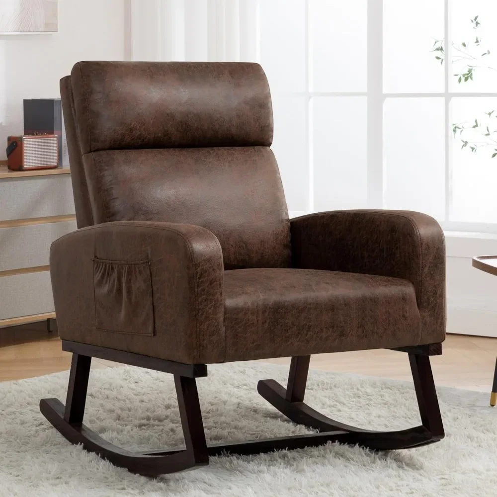 Leather Nursery Rocking Chairs with Cup Holders, Nursing Rocking Chair Glider Rocker Indoor for Adult Living Room Bedroom Brown
Leather Nursery Rocking Chairs with Cup Holders, Nursing Rocking Chair Glider Rocker Indoor for Adult Living Room Bedroom Brown