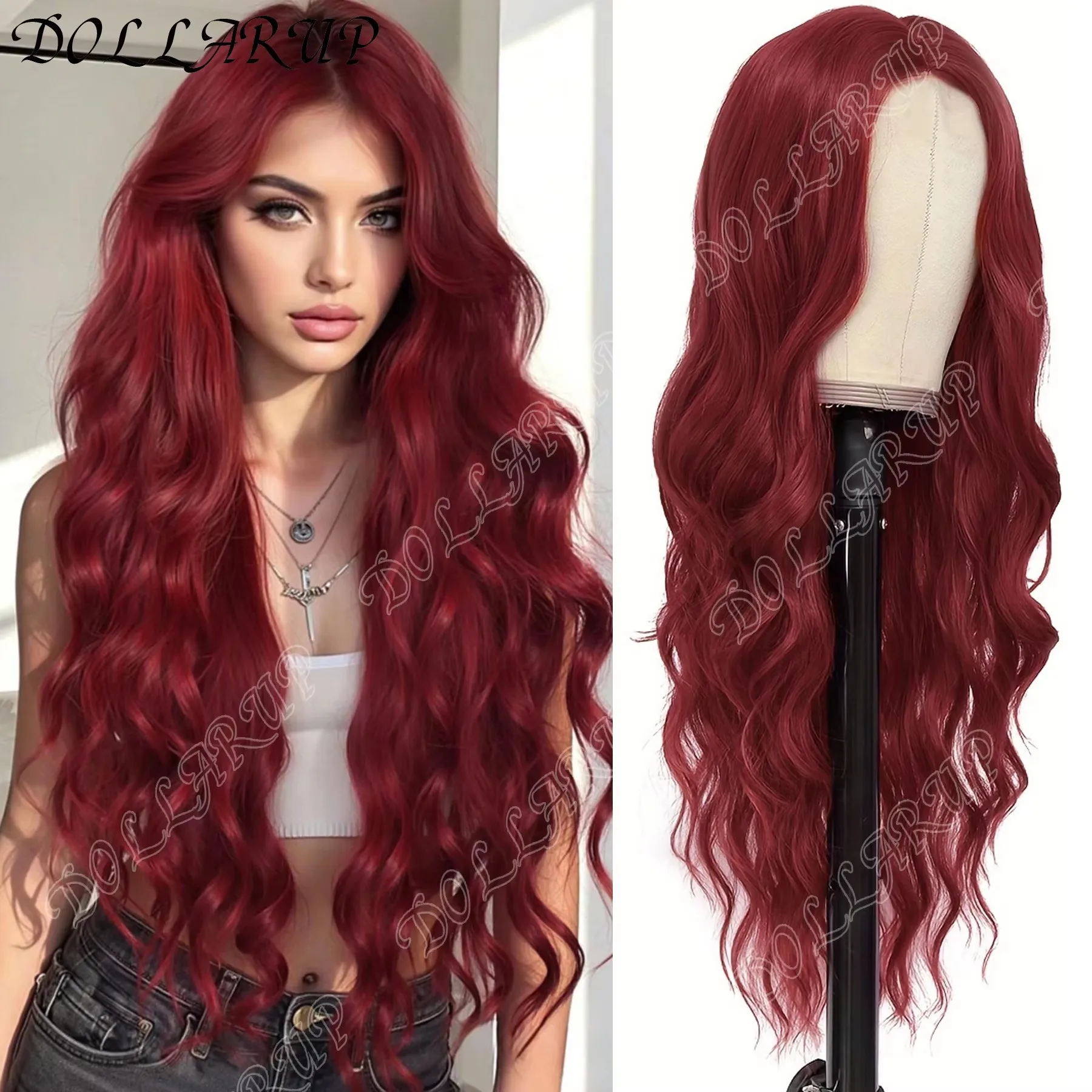 JKL Red Synthetic Wigs Long Body Wavy Wig Natural Hairline Daily Red Hair Heat Resistant Fiber Smooth Party Cosplay Wig
JKL Red Synthetic Wigs Long Body Wavy Wig Natural Hairline Daily Red Hair Heat Resistant Fiber Smooth Party Cosplay Wig