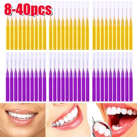 8-40PCS I Shaped Interdental Brush Dental Floss Cleaning Dental Brush Orthodontic Dental Teeth Brush Toothpick Oral Care Tool