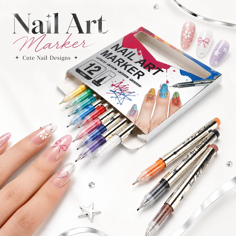 6/12/24Colors Nail Art Markers 0.5MM Tip Waterproof Fade-Resistant Outline Pen DIY Graffiti Crafts Home Studio Painting Supplies
6/12/24Colors Nail Art Markers 0.5MM Tip Waterproof Fade-Resistant Outline Pen DIY Graffiti Crafts Home Studio Painting Supplies