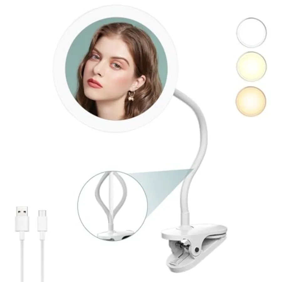 10X Magnifying Clip on Makeup Mirror Gooseneck, 6.5" Vanity Mirror with Light, 2000mAh USB Recharge 360° Rotating, Clip On Goos
10X Magnifying Clip on Makeup Mirror Gooseneck, 6.5" Vanity Mirror with Light, 2000mAh USB Recharge 360° Rotating, Clip On Goos