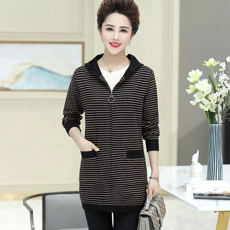 Long Cardigans Spring Autumn Sweater Women Knitted Top Femme Fashion Zipper Casual Stripe Female Cardigan Coat
Long Cardigans Spring Autumn Sweater Women Knitted Top Femme Fashion Zipper Casual Stripe Female Cardigan Coat