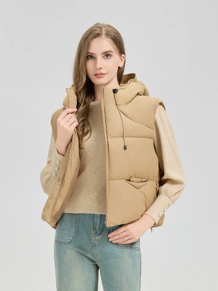 Women New Korean Style Hooded Puffer Vest Sleeveless Stand Collar Jacket Casual Chic Outerwear Wind Resistant Matching Friendly
Women New Korean Style Hooded Puffer Vest Sleeveless Stand Collar Jacket Casual Chic Outerwear Wind Resistant Matching Friendly