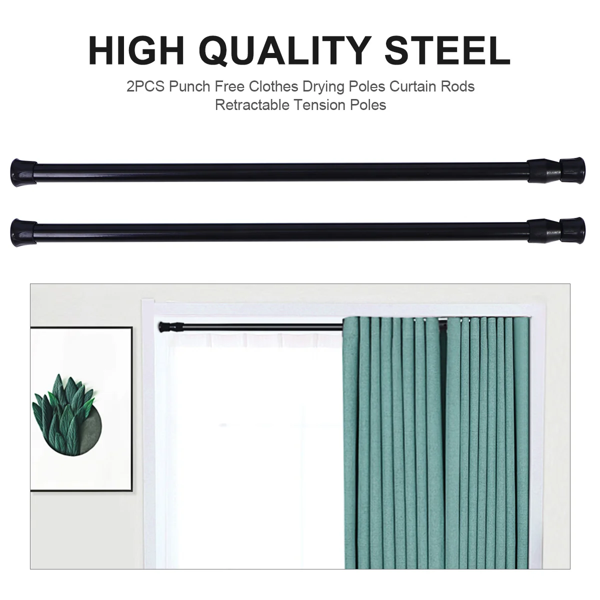 2Pcs High Carbon Steel Tension Curtain Rod Retractable Extendable Clothes Drying Poles Windproof Stable for Shower Doors Windows 
2Pcs High Carbon Steel Tension Curtain Rod Retractable Extendable Clothes Drying Poles Windproof Stable for Shower Doors Windows