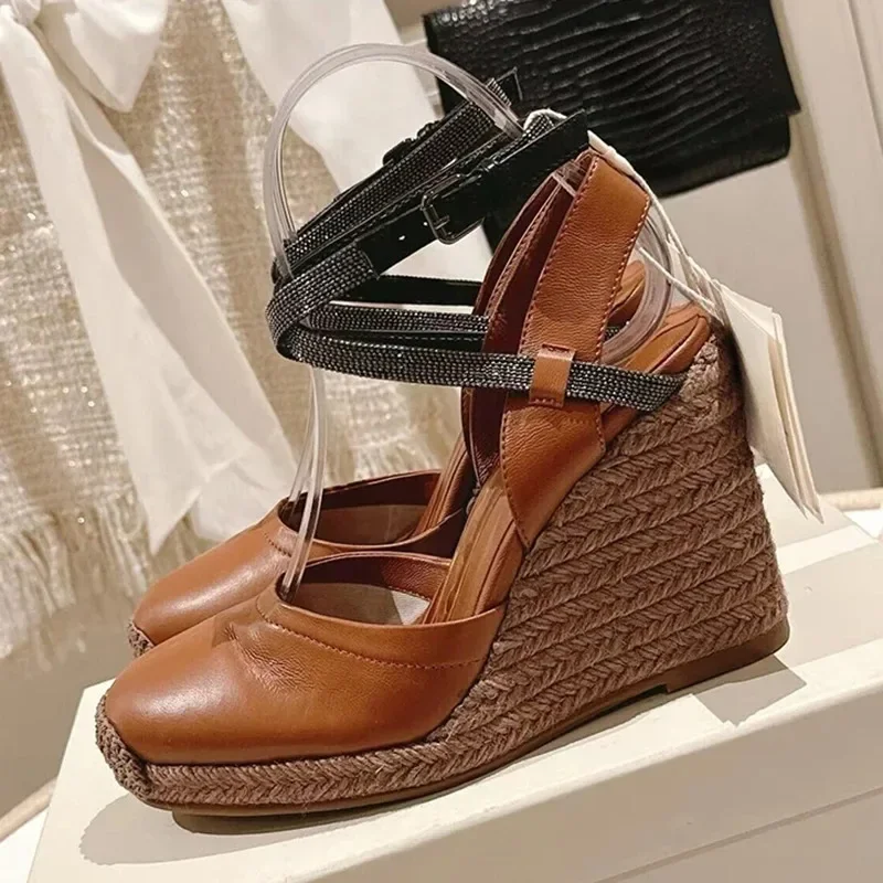 Women Wedges Heels Fisherman Shoes Women Hemp Rope Weaving Sandals Summer Genuine Leather Baotou String Bead Sandalias Fashion
Women Wedges Heels Fisherman Shoes Women Hemp Rope Weaving Sandals Summer Genuine Leather Baotou String Bead Sandalias Fashion