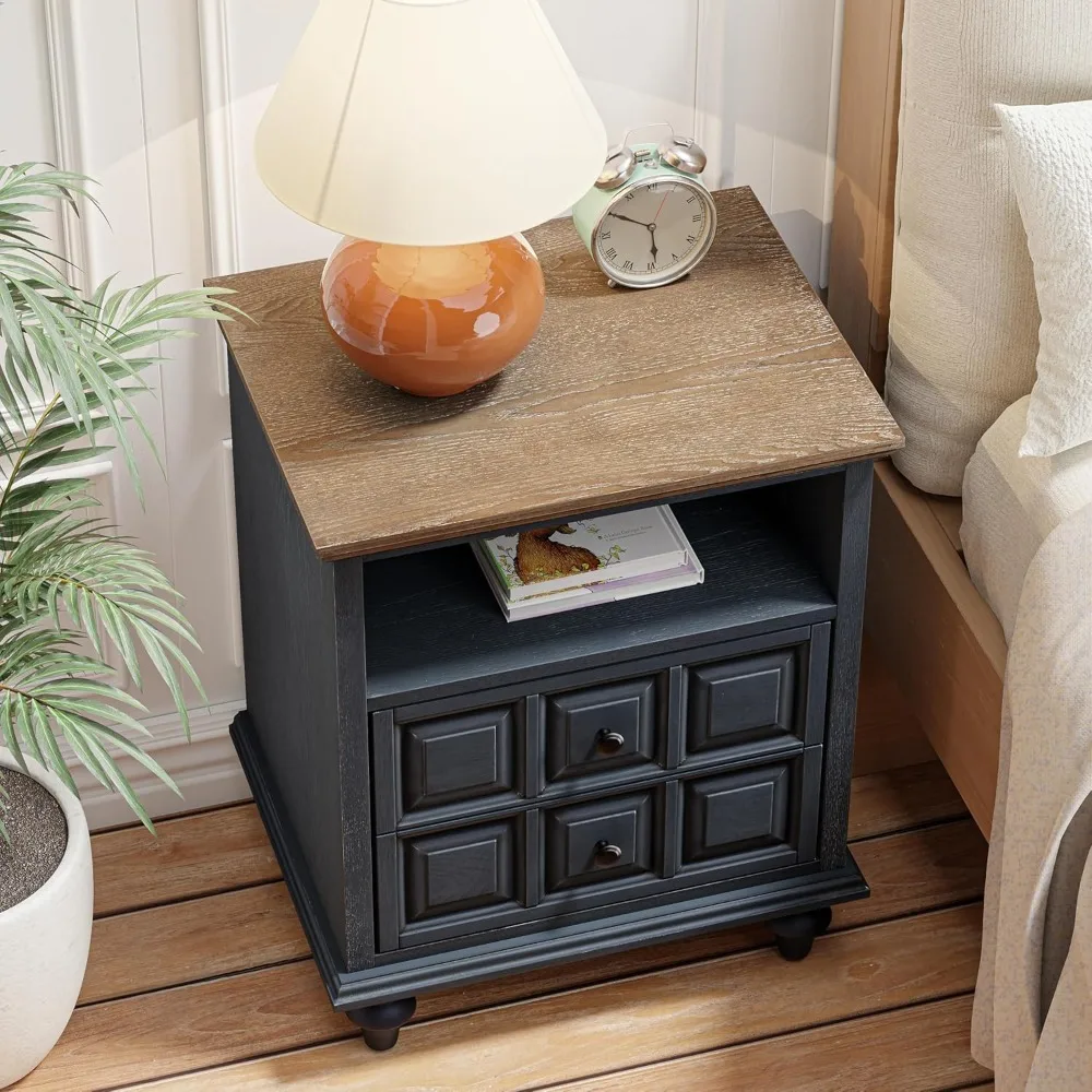 Retro 2 Drawer Pine Nightstand X 2P with Open Shelf Plaid Pattern Front, Vintage End Table with 2 Storage Drawers for Bedroom, L
Retro 2 Drawer Pine Nightstand X 2P with Open Shelf Plaid Pattern Front, Vintage End Table with 2 Storage Drawers for Bedroom, L