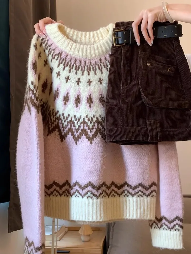 Pink Knitted Sweater Women's Loose Thiened Design Winter Faion Casual Sle Commute Sle Long Sve round Ne Top
Pink Knitted Sweater Women's Loose Thiened Design Winter Faion Casual Sle Commute Sle Long Sve round Ne Top