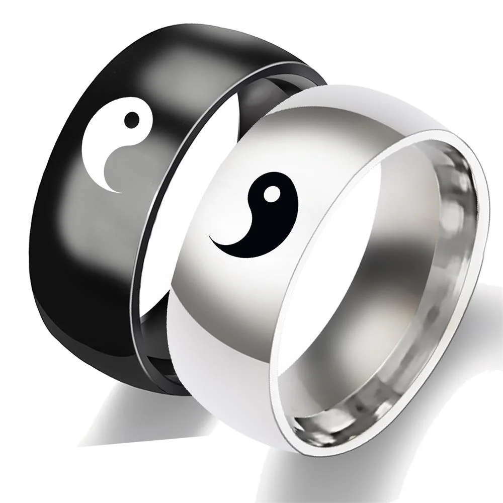 Fashion Punk Yin Yang Tai Chi Couple Rings Stainless Steel Black Silver Men Women Finger Lovers Bands Charm Jewelry
Fashion Punk Yin Yang Tai Chi Couple Rings Stainless Steel Black Silver Men Women Finger Lovers Bands Charm Jewelry