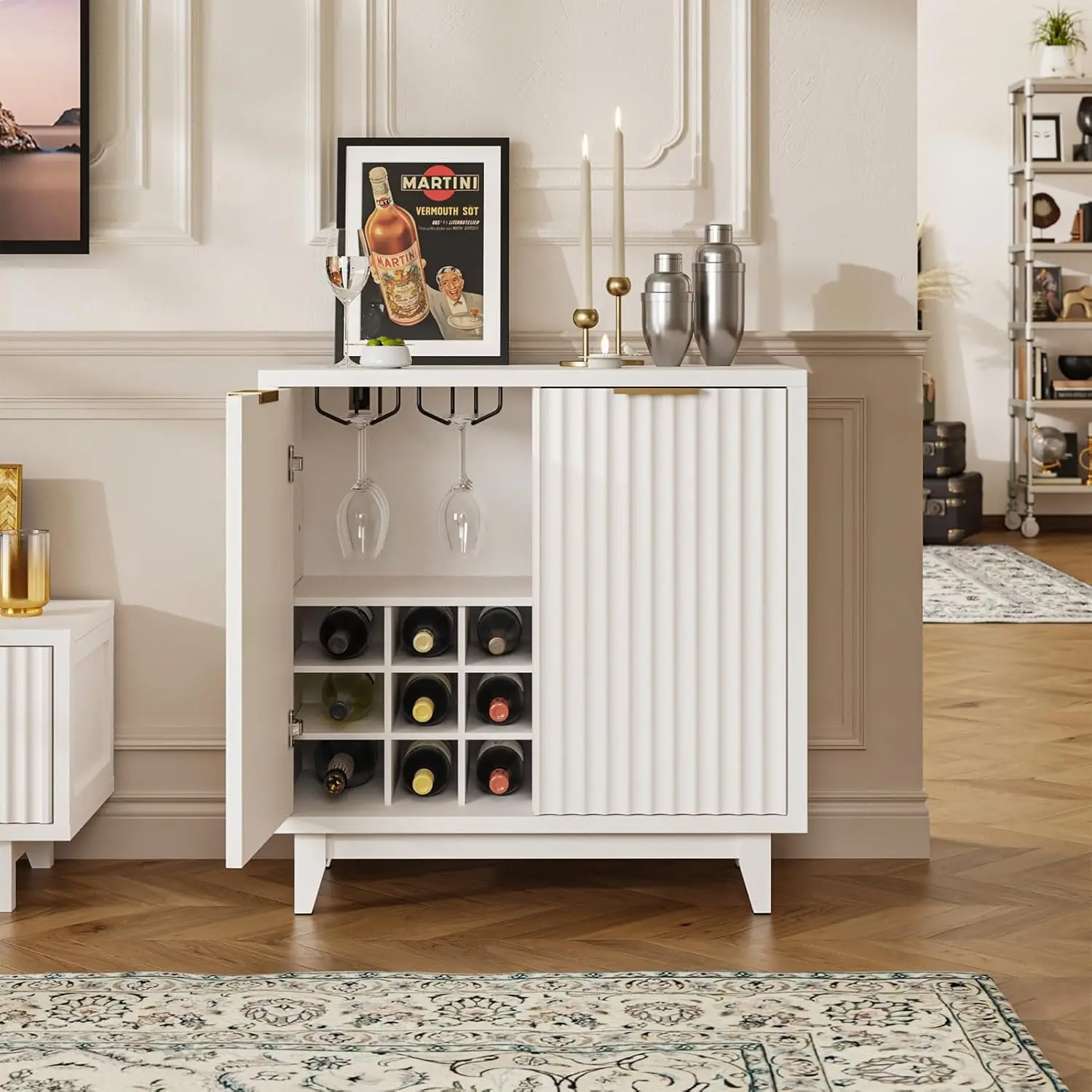 Fluted Coffee Bar Sideboard Buffet Wine Rack Drawer Adjustable Shelf White Living Dining Kitchen, Customized
Fluted Coffee Bar Sideboard Buffet Wine Rack Drawer Adjustable Shelf White Living Dining Kitchen, Customized