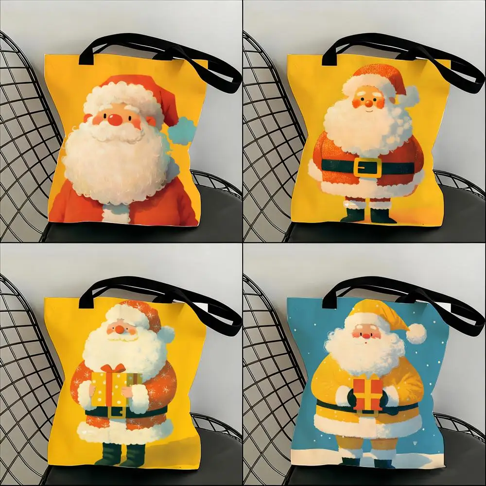 Warm and cute Santa Claus illustrations Storage Bags Lightweight Canvas Shoulder Shopper Fashionable Eco Multi Use Tote with Lar
Warm and cute Santa Claus illustrations Storage Bags Lightweight Canvas Shoulder Shopper Fashionable Eco Multi Use Tote with Lar