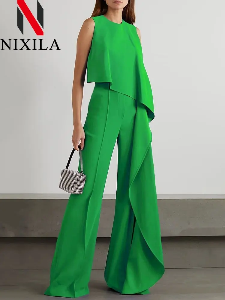 New Summer Women Jumpsuits Elegant Sleeveless Tank Tops Wide Leg Pants Irregular Casual Solid Romper Evening Overalls for Women
New Summer Women Jumpsuits Elegant Sleeveless Tank Tops Wide Leg Pants Irregular Casual Solid Romper Evening Overalls for Women
