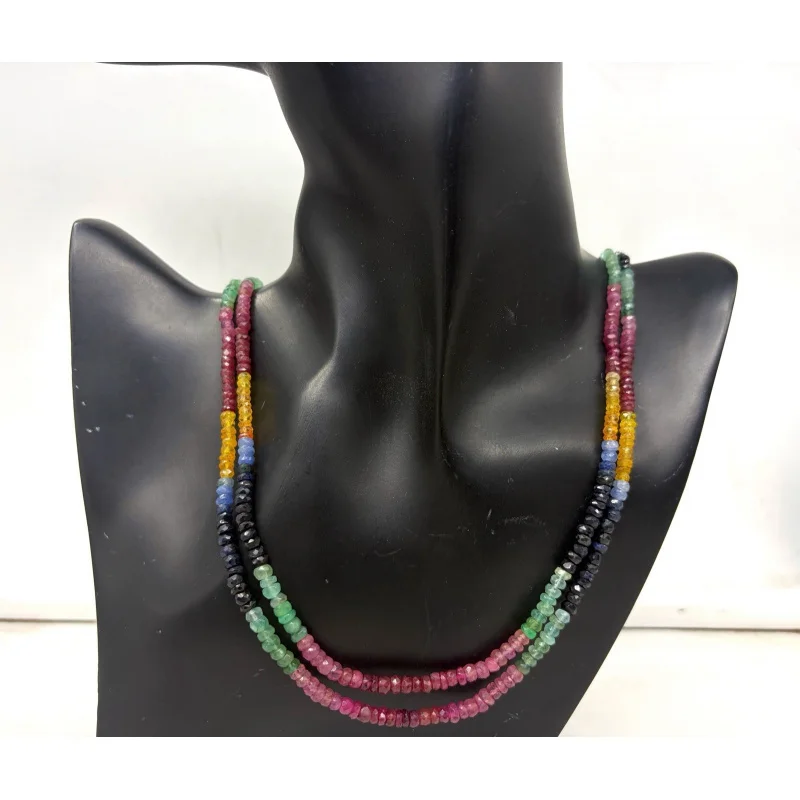 Multi Sapphire Necklace 20” Two Line Round Faceted 4–5mm Sterling Silver
Multi Sapphire Necklace 20” Two Line Round Faceted 4–5mm Sterling Silver